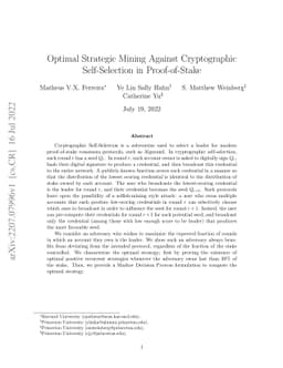 Optimal Strategic Mining Against Cryptographic Self-Selection in
  Proof-of-Stake