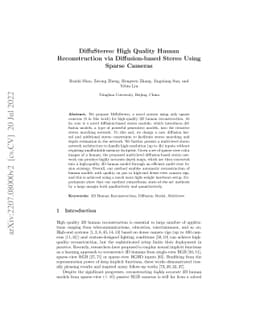 DiffuStereo: High Quality Human Reconstruction via Diffusion-based
  Stereo Using Sparse Cameras