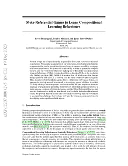 Meta-Referential Games to Learn Compositional Learning Behaviours