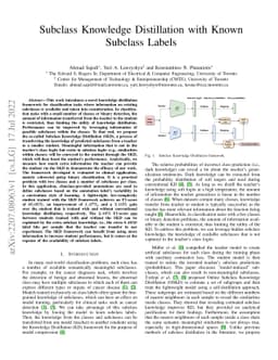 Subclass Knowledge Distillation with Known Subclass Labels