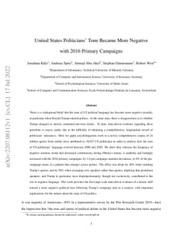 United States Politicians' Tone Became More Negative with 2016 Primary
  Campaigns