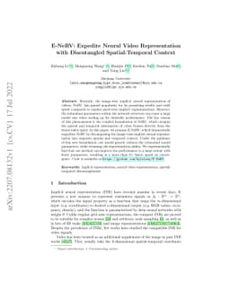 E-NeRV: Expedite Neural Video Representation with Disentangled
  Spatial-Temporal Context