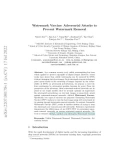 Watermark Vaccine: Adversarial Attacks to Prevent Watermark Removal