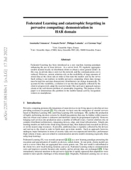Federated Learning and catastrophic forgetting in pervasive computing:
  demonstration in HAR domain