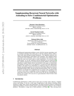 Supplementing Recurrent Neural Networks with Annealing to Solve
  Combinatorial Optimization Problems