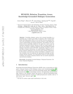 RT-KGD: Relation Transition Aware Knowledge-Grounded Dialogue Generation