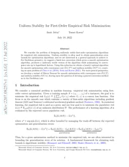 Uniform Stability for First-Order Empirical Risk Minimization