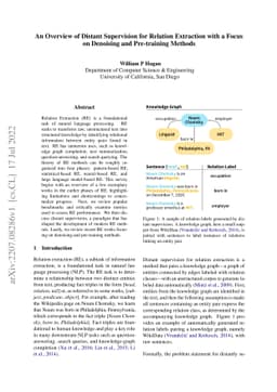 An Overview of Distant Supervision for Relation Extraction with a Focus
  on Denoising and Pre-training Methods