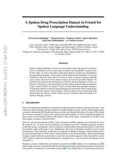 A Spoken Drug Prescription Dataset in French for Spoken Language
  Understanding