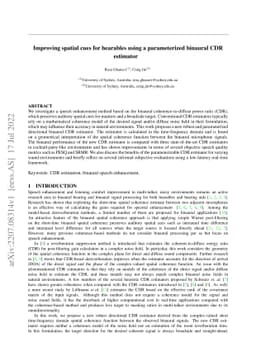 Improving spatial cues for hearables using a parameterized binaural CDR
  estimator