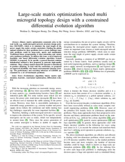 Large-scale matrix optimization based multi microgrid topology design
  with a constrained differential evolution algorithm