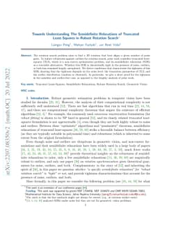 Towards Understanding The Semidefinite Relaxations of Truncated
  Least-Squares in Robust Rotation Search