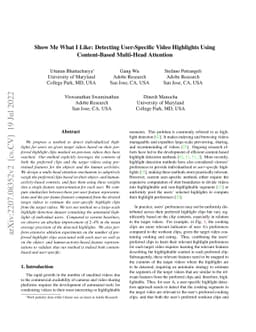 Show Me What I Like: Detecting User-Specific Video Highlights Using
  Content-Based Multi-Head Attention