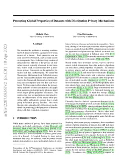 Protecting Global Properties of Datasets with Distribution Privacy
  Mechanisms