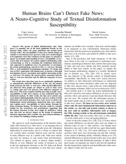 Human Brains Can't Detect Fake News: A Neuro-Cognitive Study of Textual
  Disinformation Susceptibility