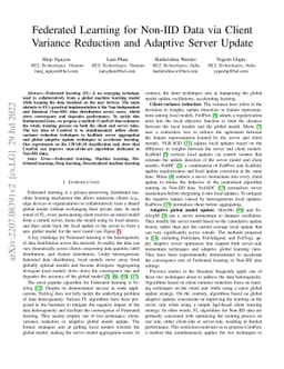Federated Learning for Non-IID Data via Client Variance Reduction and
  Adaptive Server Update