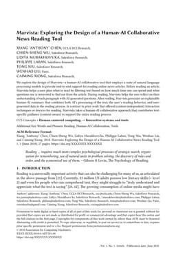 Marvista: Exploring the Design of a Human-AI Collaborative News Reading
  Tool