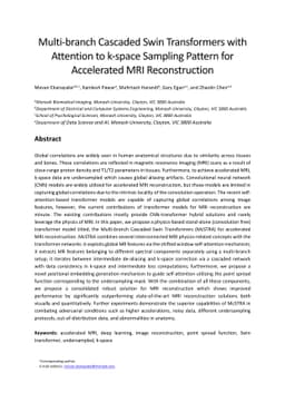 Multi-branch Cascaded Swin Transformers with Attention to k-space
  Sampling Pattern for Accelerated MRI Reconstruction