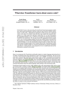 What does Transformer learn about source code?