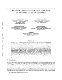 Realistic mask generation for matter-wave lithography via machine
  learning