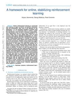A framework for online, stabilizing reinforcement learning