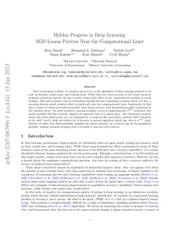 Hidden Progress in Deep Learning: SGD Learns Parities Near the
  Computational Limit