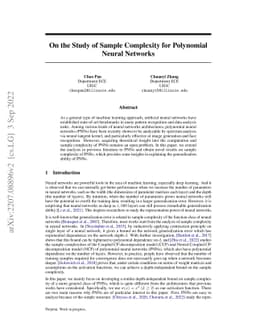 On the Study of Sample Complexity for Polynomial Neural Networks