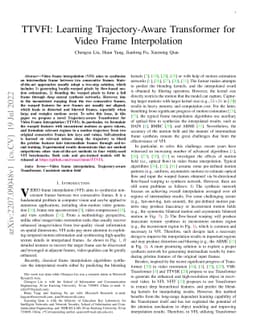 TTVFI: Learning Trajectory-Aware Transformer for Video Frame
  Interpolation