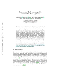 Incremental Task Learning with Incremental Rank Updates