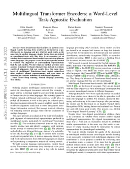 Multilingual Transformer Encoders: a Word-Level Task-Agnostic Evaluation