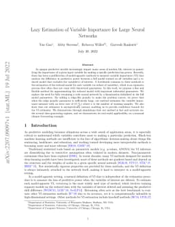 Lazy Estimation of Variable Importance for Large Neural Networks