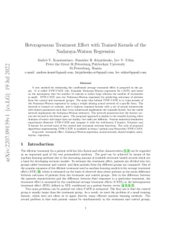 Heterogeneous Treatment Effect with Trained Kernels of the
  Nadaraya-Watson Regression