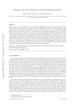 Horseshoe priors for edge-preserving linear Bayesian inversion