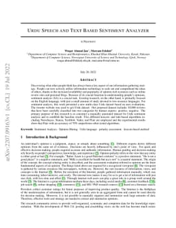 Urdu Speech and Text Based Sentiment Analyzer
