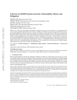 A Survey on EOSIO Systems Security: Vulnerability, Attack, and
  Mitigation