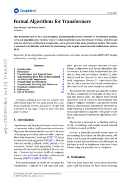 Formal Algorithms for Transformers