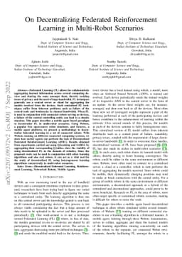 On Decentralizing Federated Reinforcement Learning in Multi-Robot
  Scenarios
