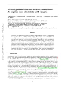 Bounding generalization error with input compression: An empirical study
  with infinite-width networks