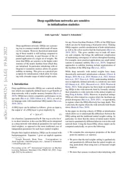 Deep equilibrium networks are sensitive to initialization statistics