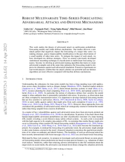 Robust Multivariate Time-Series Forecasting: Adversarial Attacks and
  Defense Mechanisms