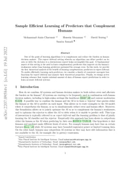 Sample Efficient Learning of Predictors that Complement Humans