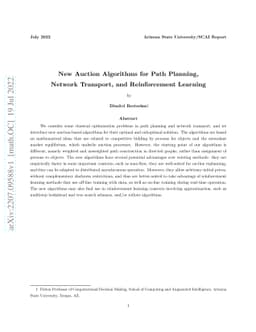 New Auction Algorithms for Path Planning, Network Transport, and
  Reinforcement Learning