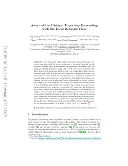 Aware of the History: Trajectory Forecasting with the Local Behavior
  Data