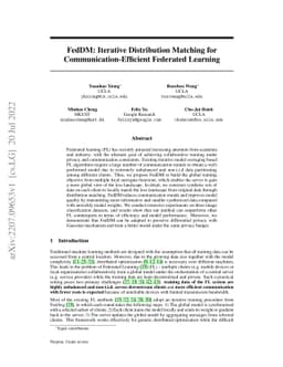 FedDM: Iterative Distribution Matching for Communication-Efficient
  Federated Learning