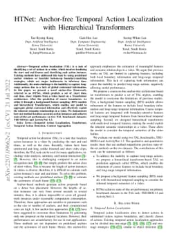 HTNet: Anchor-free Temporal Action Localization with Hierarchical
  Transformers