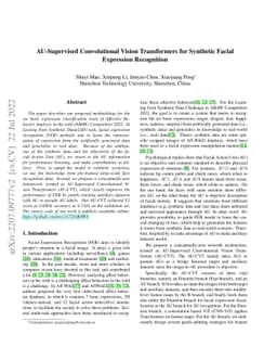 AU-Supervised Convolutional Vision Transformers for Synthetic Facial
  Expression Recognition