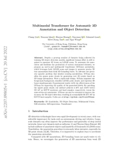 Multimodal Transformer for Automatic 3D Annotation and Object Detection