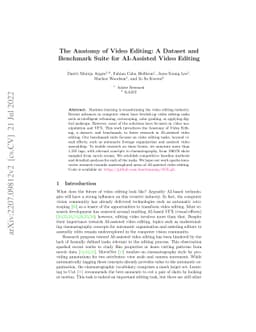 The Anatomy of Video Editing: A Dataset and Benchmark Suite for
  AI-Assisted Video Editing