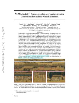 NUWA-Infinity: Autoregressive over Autoregressive Generation for
  Infinite Visual Synthesis