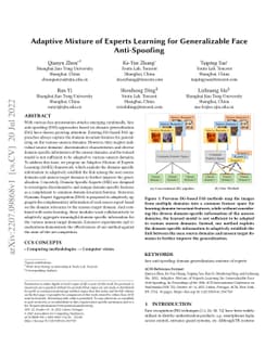 Adaptive Mixture of Experts Learning for Generalizable Face
  Anti-Spoofing